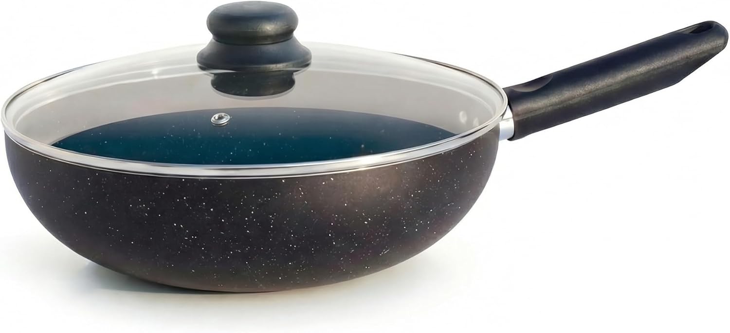 Wok de Aluminio Antiadherente 12 Pulgadas con Tapa para Saltear