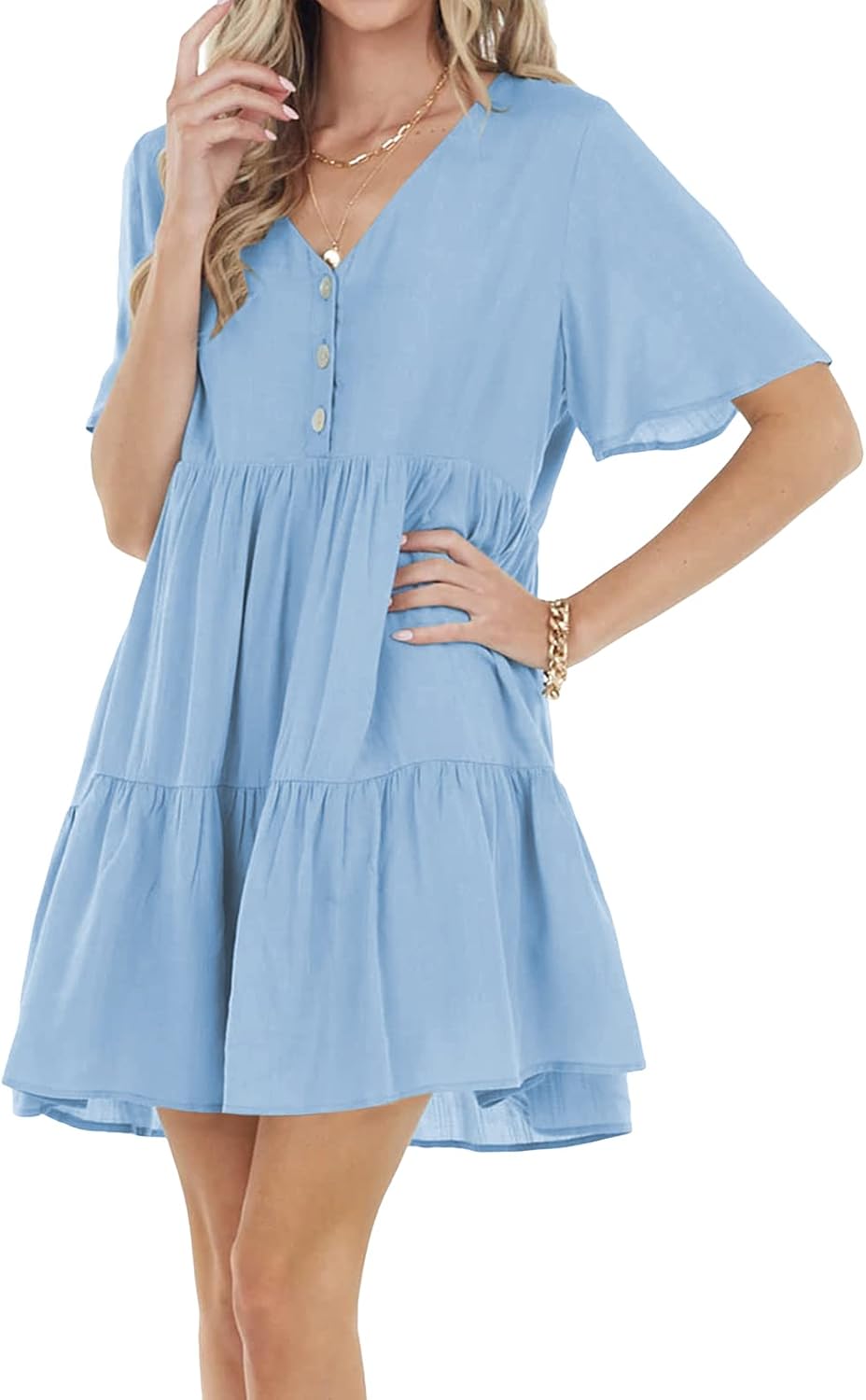 light blue tunic dress