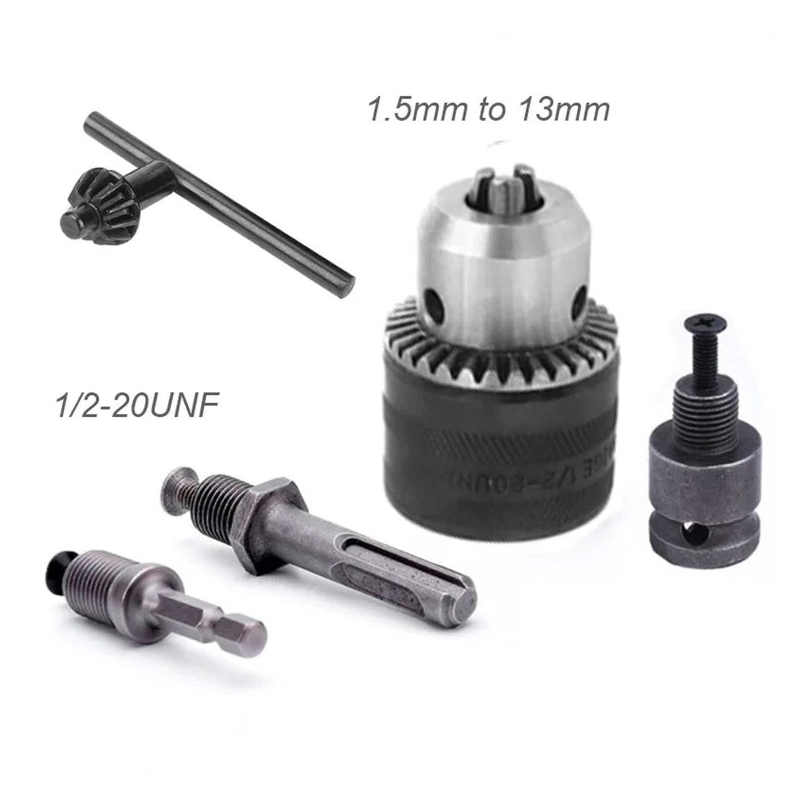 1.5-13mm konwerter 1/2 20UNF kluczowy uchwyt wiertarski gwint adapter do szybkiej wymiany SDS 1/4 klucz udarowy klucz Bit korbowód Hex | Chuck SDS Adapter