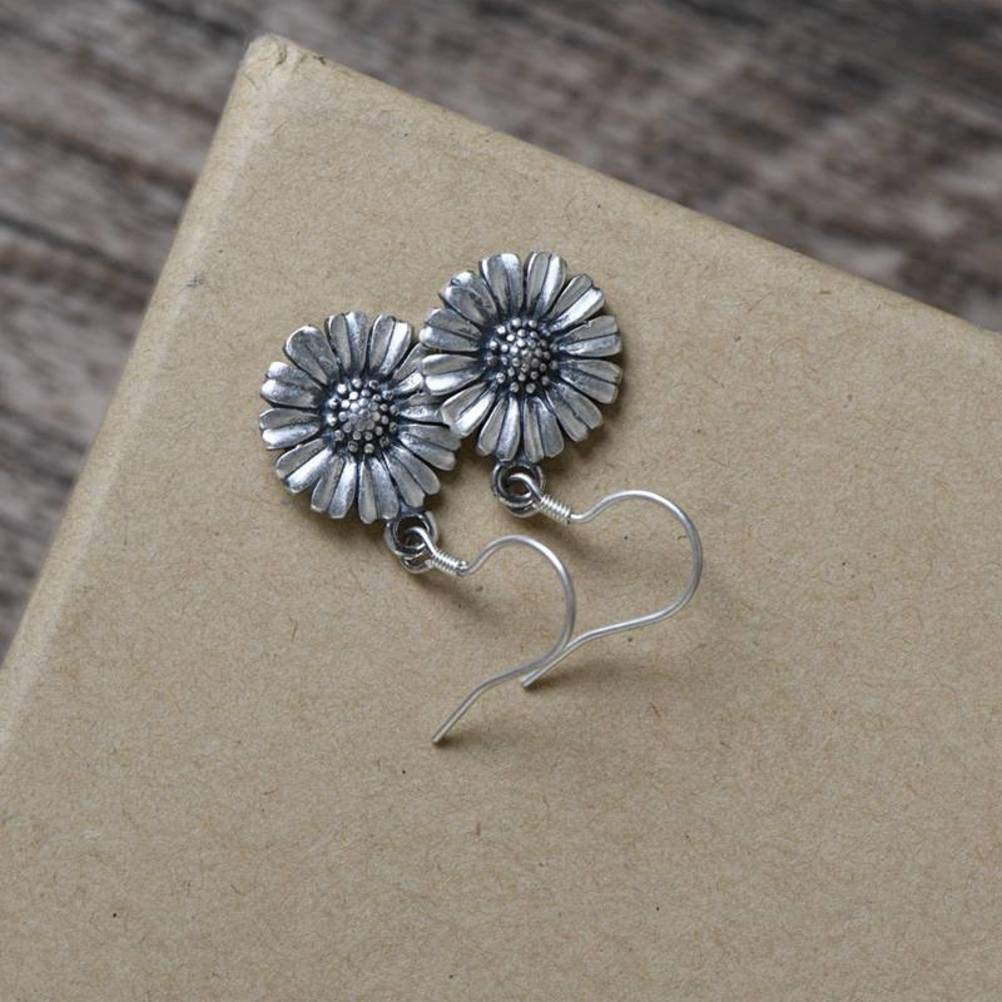 do chińskiego kolczyki z bębenkiem bębenkiem w stylu Sterling Retro Sun Flowry Temperament