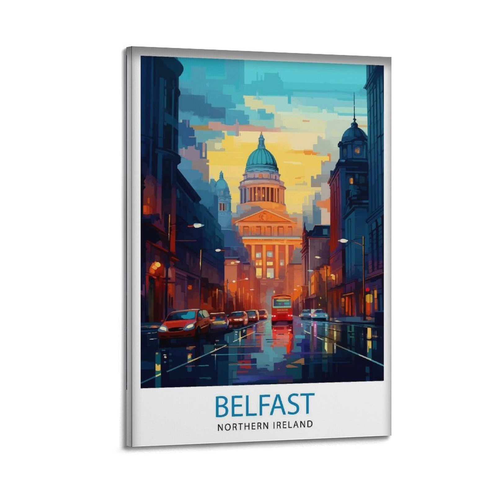 xiaoxiaoshen Belfast Northern Ireland Travel Cityscape Gift Canvas Poster Wall Art Prints Room Aesthetic Murals Bedroom And Living Decorations 20x30inch(50x75cm)