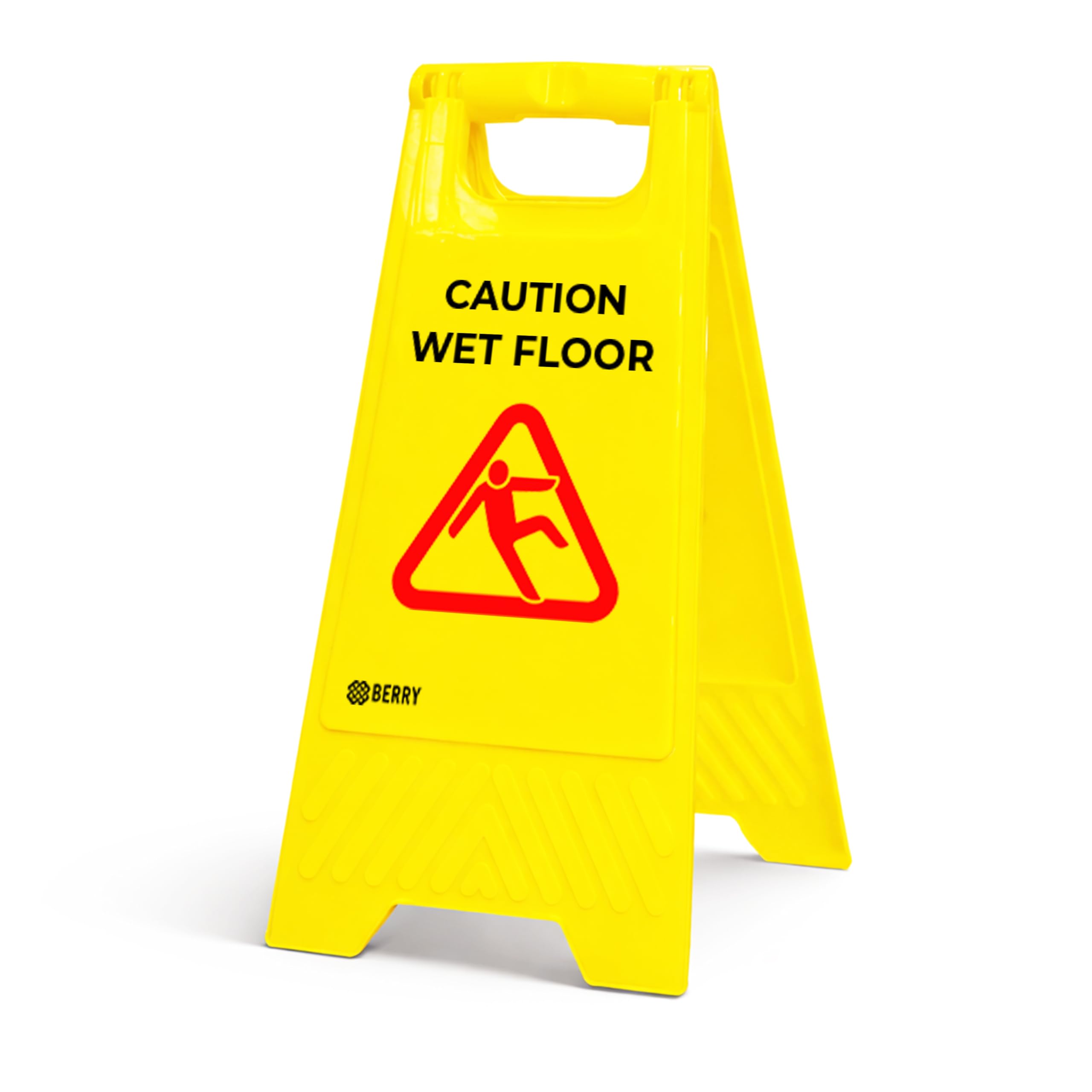Berry Wet Floor Sign Yellow | Foldable Type A Slippery Floor Warning Sign | Free Standing Caution Wet Floor Sign for Shops, Hotels, Restaurants, Offices & Public Areas - Pack of 1