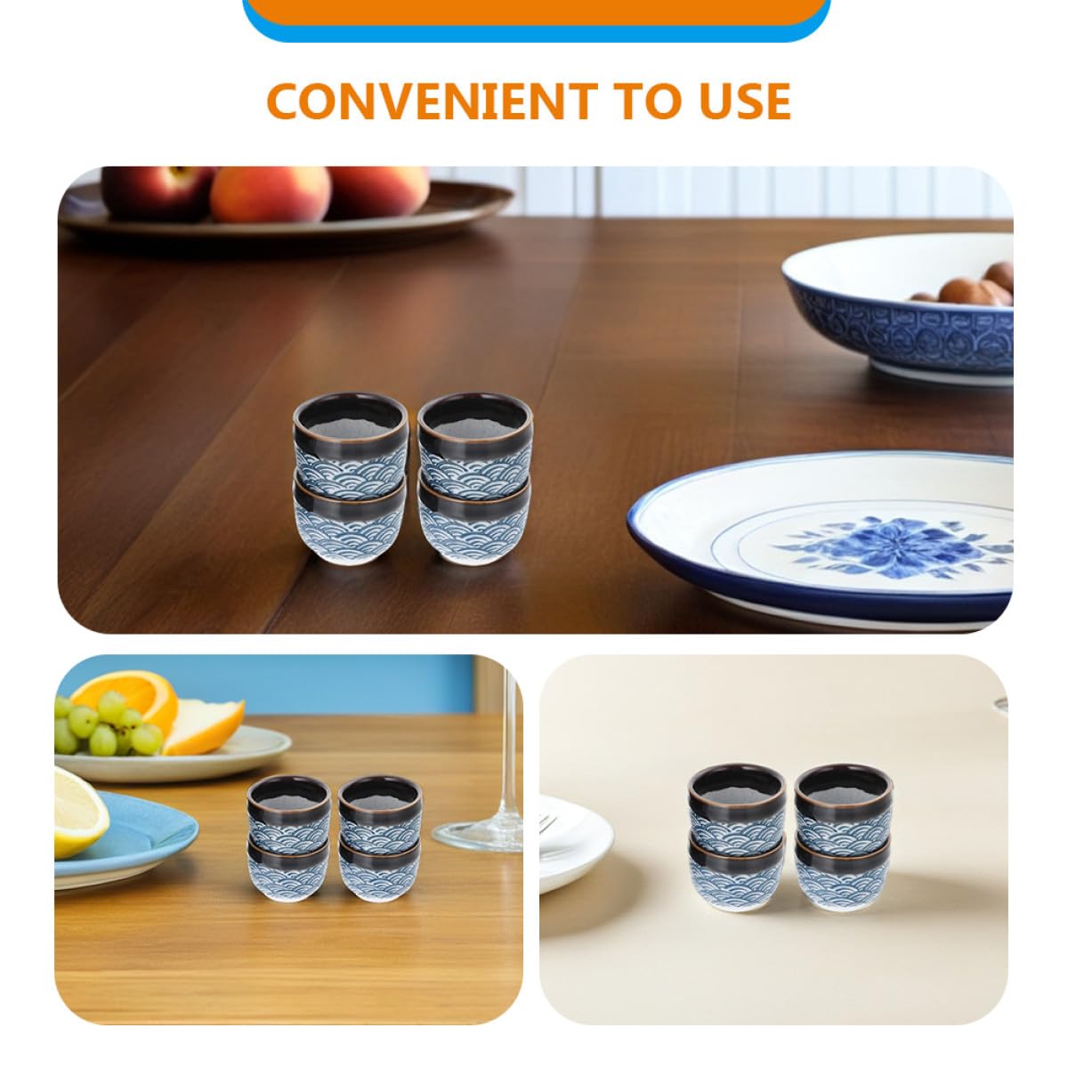 Set di 4 Bicchieri di Ceramica Tradizionali per Sake Giapponese da 35ml, Adatti per Acqua Calda, Utili e Pratici, per Uso Domestico e caffè