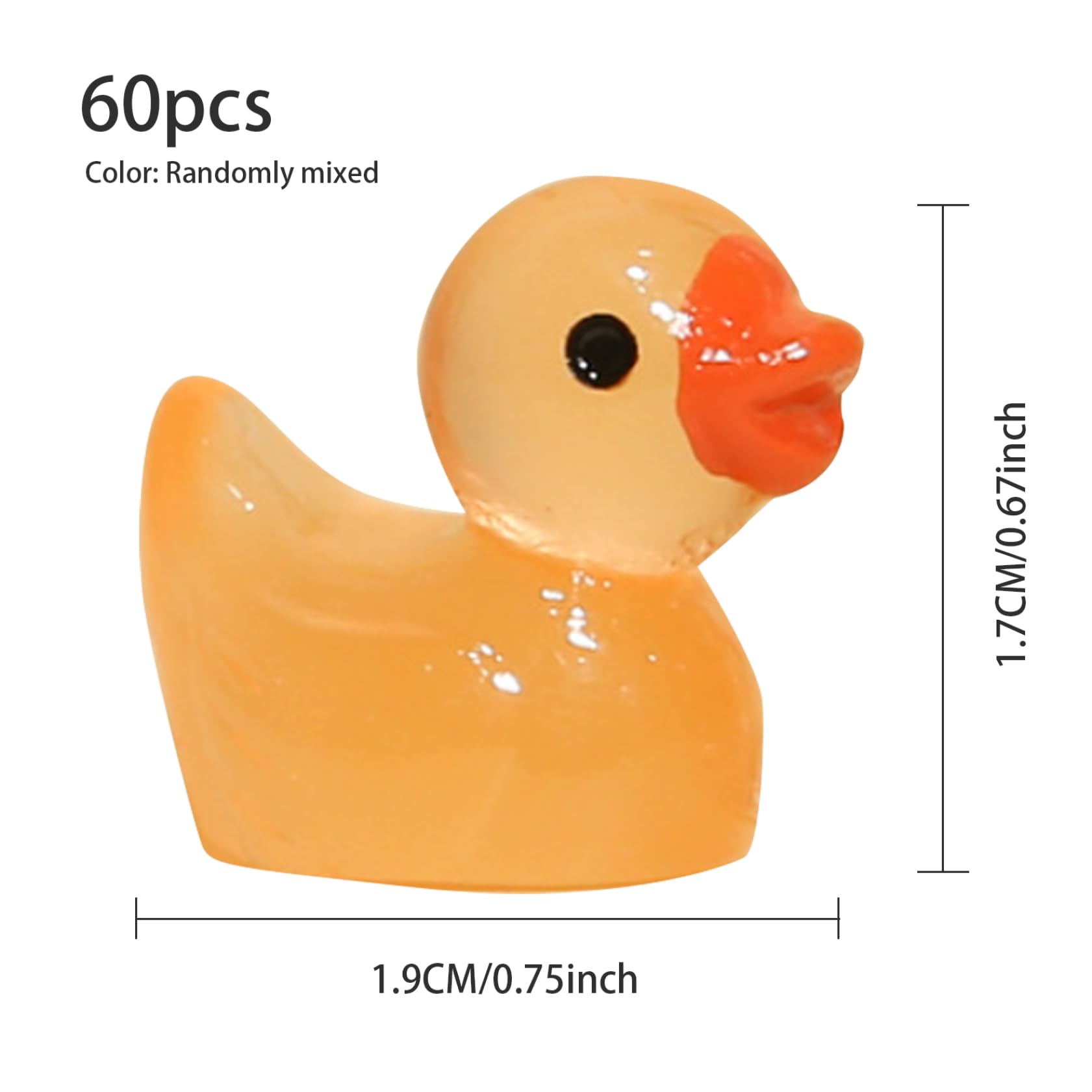Lote De 60 Mini Patos De Resina Que Brillan En La Oscuridad – Tamaño 1.9x1.7 Cm – Ideales Para Decoración De Jardín, Casa De Muñecas Y Manualidades