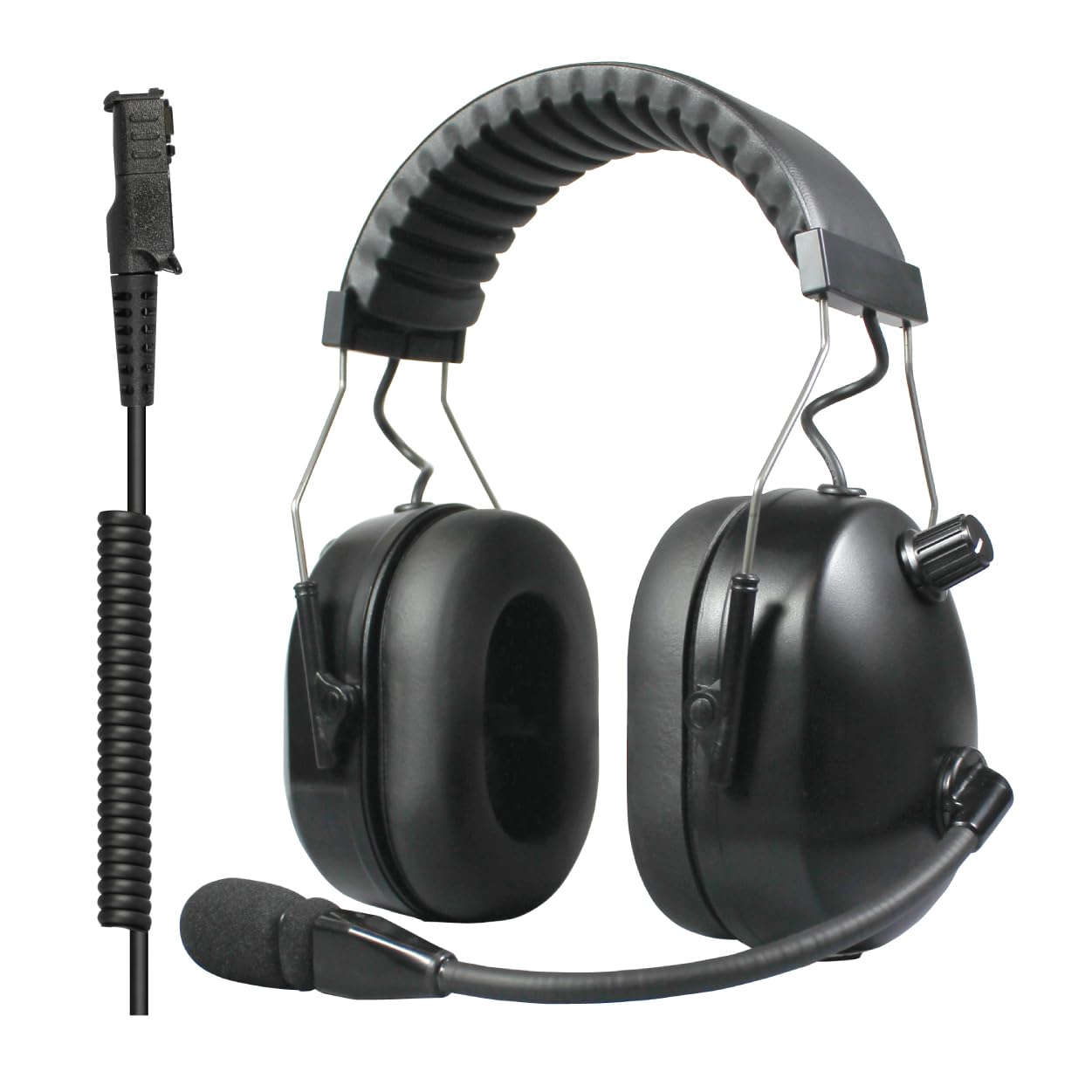 PrymeHeavy Duty Over The Head (Aviation Style) Dual Muff Headset with Radio Cable Set (w/Radio Cable for XPR3300/3500)