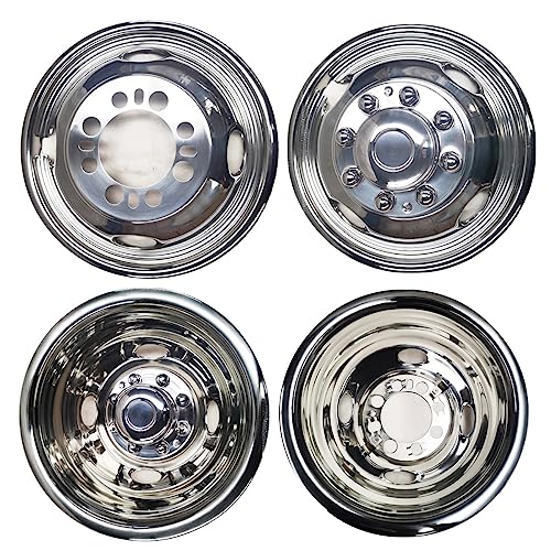 4pcs Front Rear Polished Stainless Steel Wheel Simulators,16