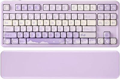 YUNZII B87 Wireless Mechanical Keyboard,QMK/VIA Custom Gaming Keyboard TKL 87 Keys,BT/2.4G/USB-C Hot Swap Keyboard,Gasket Mount RGB Keyboard with Wrist Rest for Win/Mac(Purple, Cocoa Cream V2)
