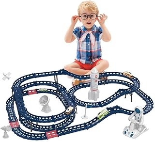 Next Store Kids Space Cars Set with Electric Tracks - 51 Pieces - Battery and Entertaining Educational Toy - Space Car Race