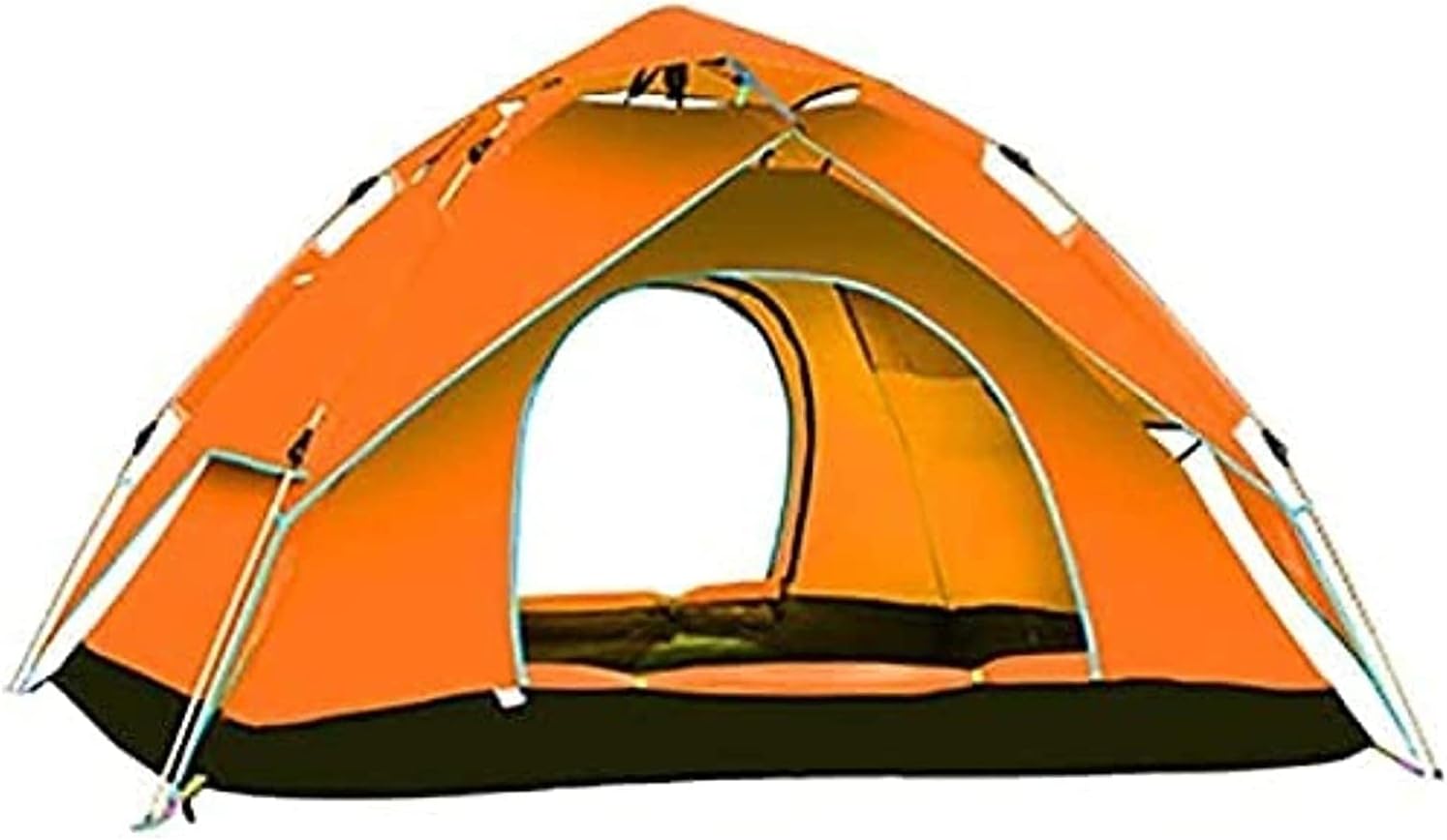 キャンプテント 3-4 人用キャンプテント二重層自動ポップアップテントキャリーバッグ付き | ハイキングに最適 屋外 (オレンジ) 