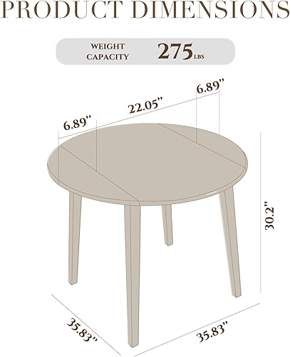 Miniatura 2 de COLAMY Mesa de cocina de madera de 35.8 pulgadas, mesa redonda plegable expandible para espacios pequeños, cocina pequeña, escritorio de comedor de