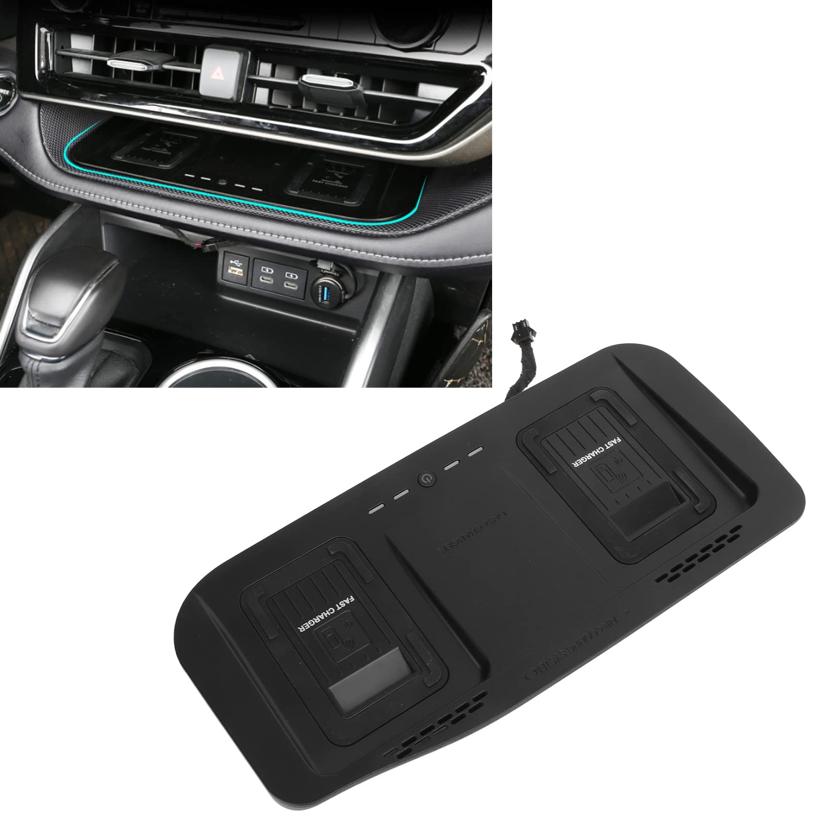 Caricatore wireless con console centrale XTEVU, strumento di ricarica a doppia telefono cellulare, compatibile con Highlander 2020-2022, sostituzione di ricarica da 15 W