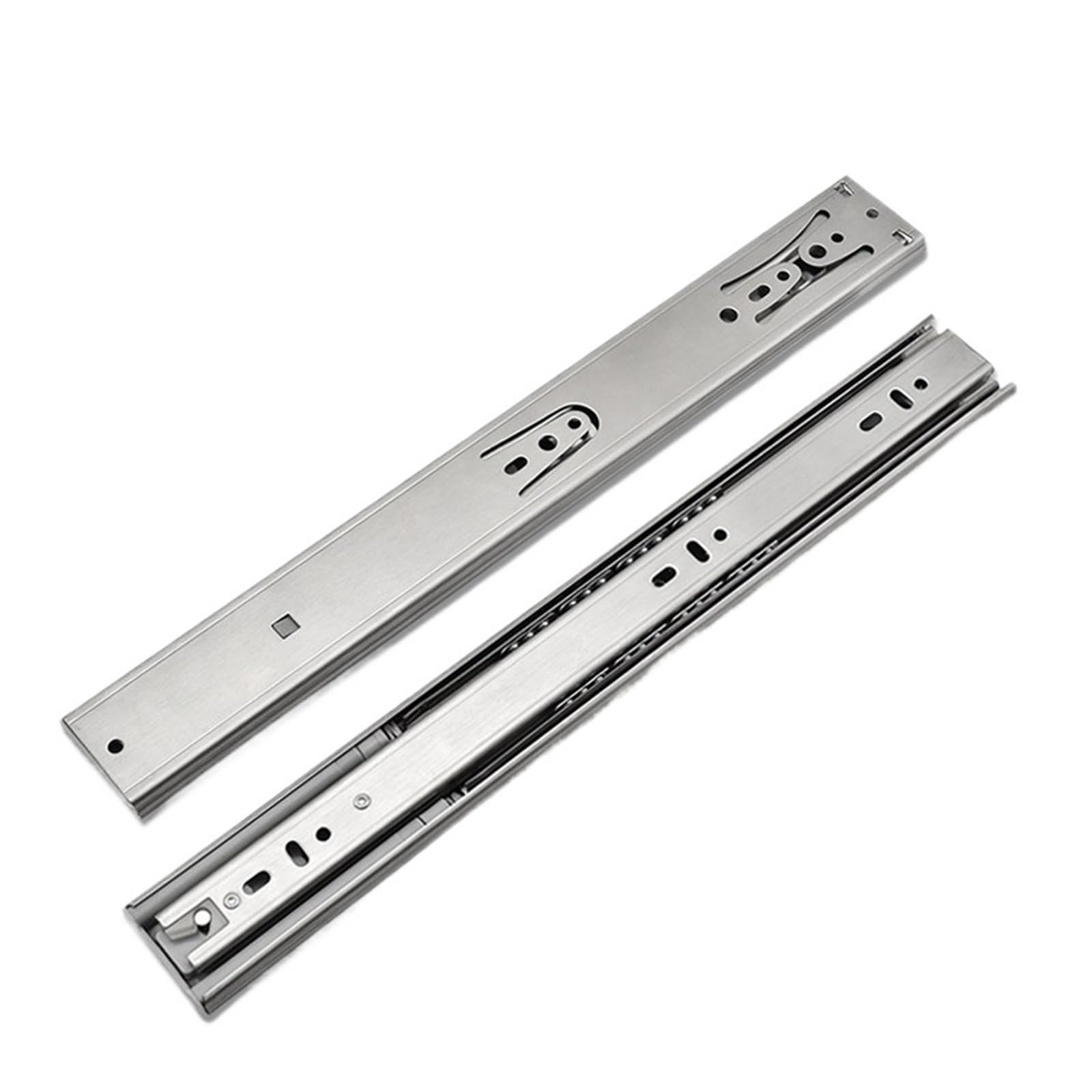 Ppqiru One Color 4Pcs 10"-22" Stainless Steel Cabinet Slides Soft Close Three-Section Drawer Rails Buffer Damper Hardware For Cabinet Drawer(Buffer 18Inch 45Cm)