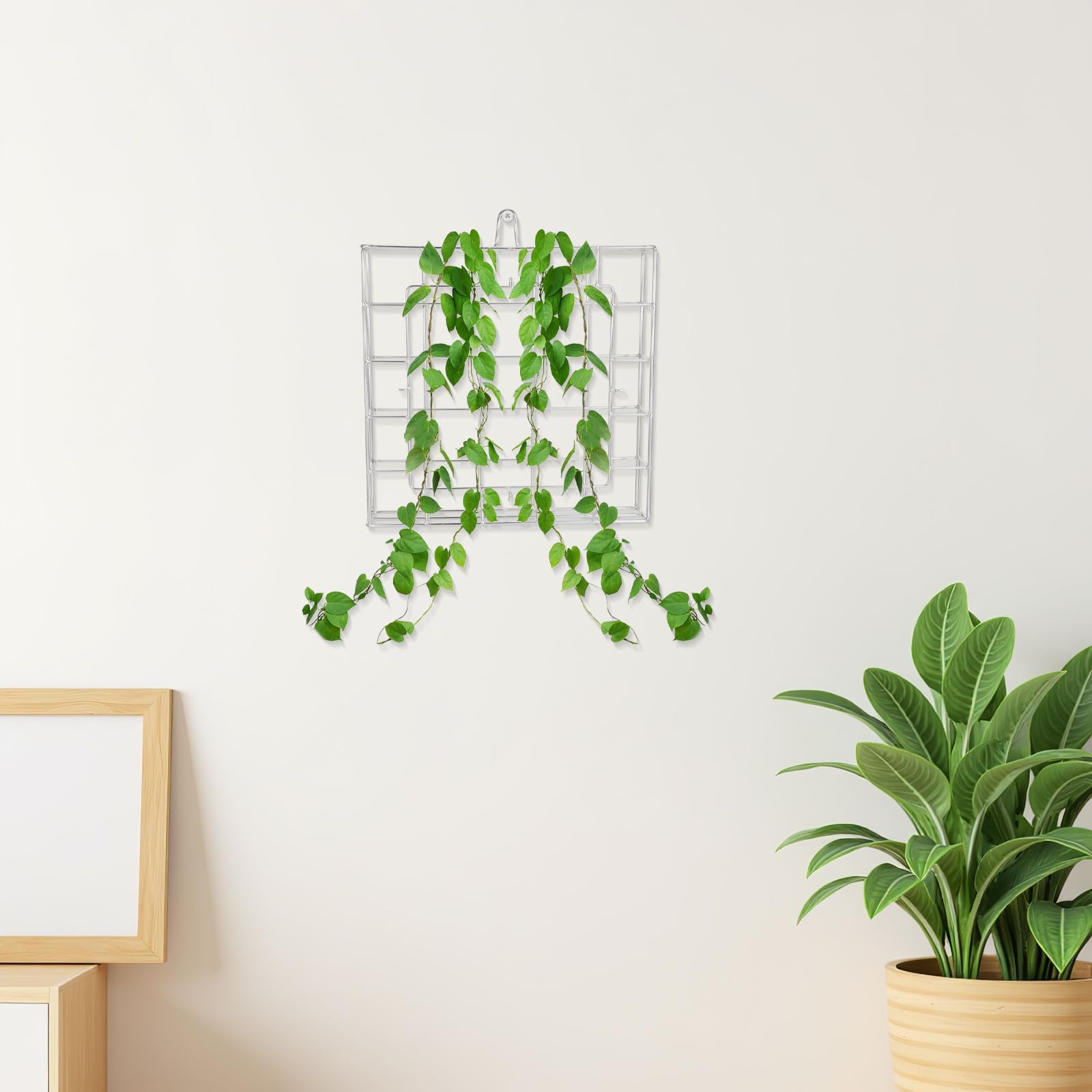 KICHOUSE Wandhalterung für Geweihfarn – Wandpflanzkorb aus Edelstahl für Orchideen, Epiphyten, Balkonpflanzen, Plattenfarne – Hängender Blumenrahmen 10,5 x 6,3 Zoll