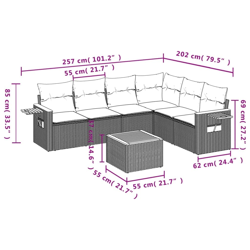 LAPOOH Set da pranzo da giardino 7 pezzi e cuscini in rattan sintetico nero, Set Tavolo e Sedie Giardino, Tavolo e Sedie Terrazza, Mobili da giardino Esterni, Set di mobili da giardino - 3259249