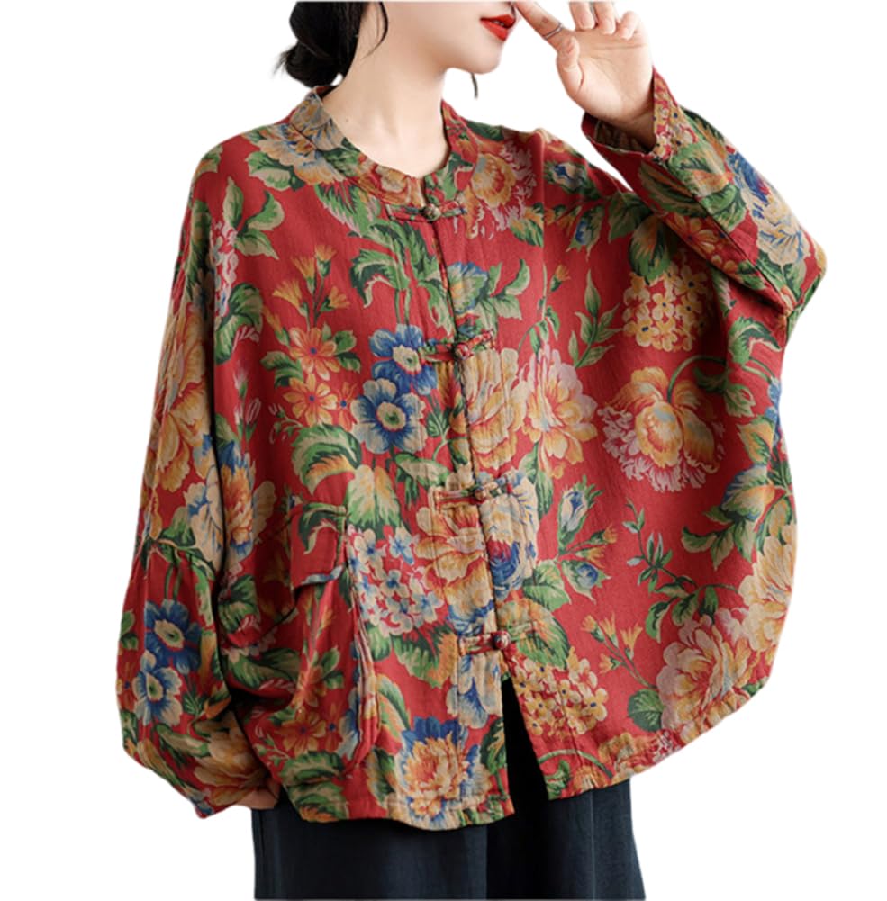 Chemise Hanfu mi-longue pour femme avec boutons grenouille rétro printemps automne