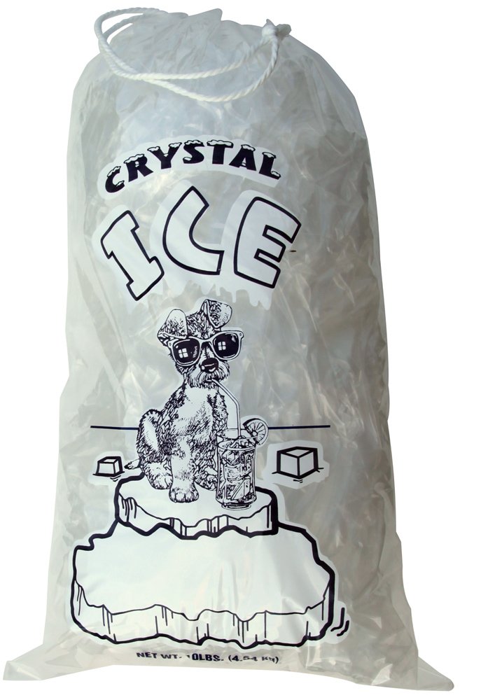Interplas PB-ICE-10ADS 10 lbs Crystal Ice Icebags with Drawstring, 19.5 Length, 11.5 Width (Case of 500)