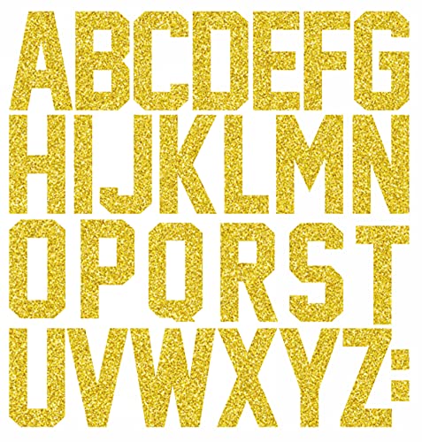 QIUKUI 4set 2 Inch Vinyl Iron on Letters Heat Transfer Letters Alphabets for Clothing T-Shirt Bag(Gold)…