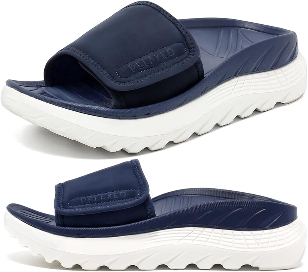 Women’s Recovery Sandals – Orthotic Arch Support Comfort Men’s Slides, Cushioned Sport Sandals for Plantar Fasciitis, Open Toe Slip-On Shoes to Reduce Foot, Joint & Back Stress