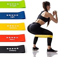 Vista 2 de Bandas de resistencia para entrenamiento, bandas de ejercicio con 5 niveles de resistencia para fitness en casa, entrenamiento de fuerza, banda