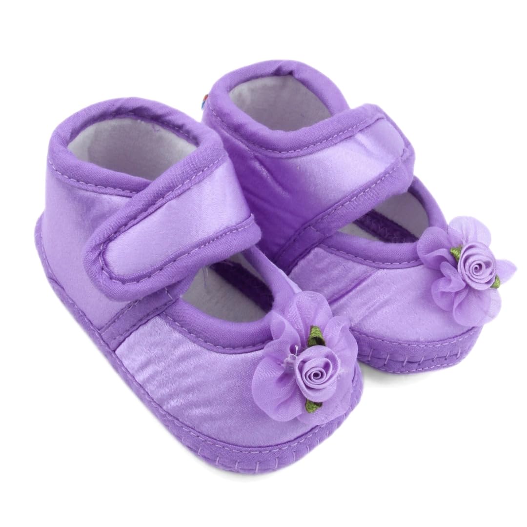 6 To 12 Months Baby Girls Satin Floral Sandal/Booties -BT5206