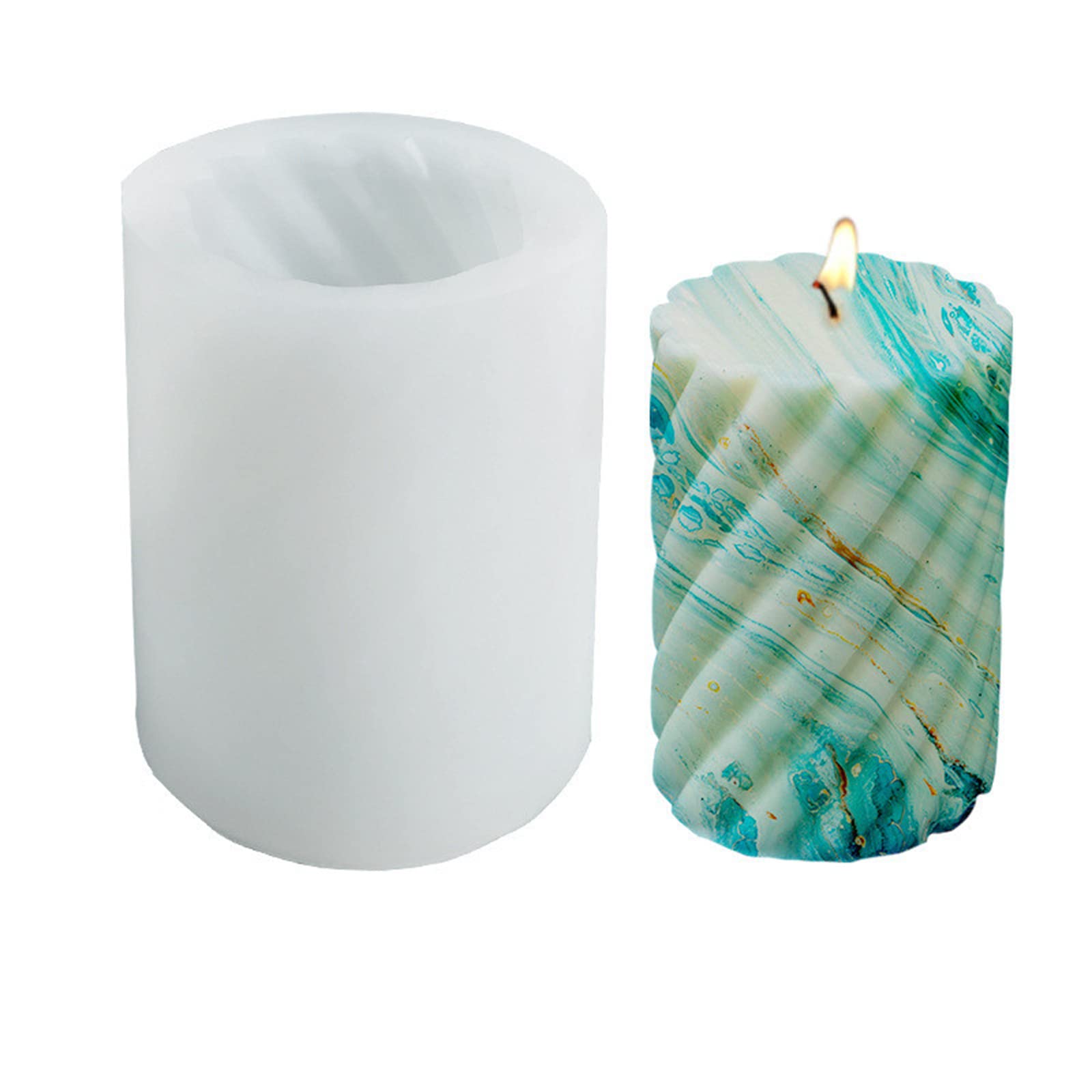 TROYSINC Candle Mould 3D Spiral Candle Silicone Mould, Pillar Candle Moulds for Candle Making Silicone