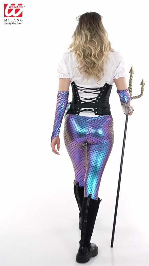 Widmann Milano Party Fashion Leggins jaren 80, neon tijgerprint, 80s, discokoorts, badknoop, strepenpatroon, themafeest, carnaval
