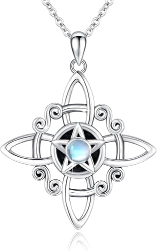 Collar de nudo celta, collar de nudo de brujas, collar de plata de ley 925, collar con dije de bruja celta, joyería celta de buena suerte, joyería