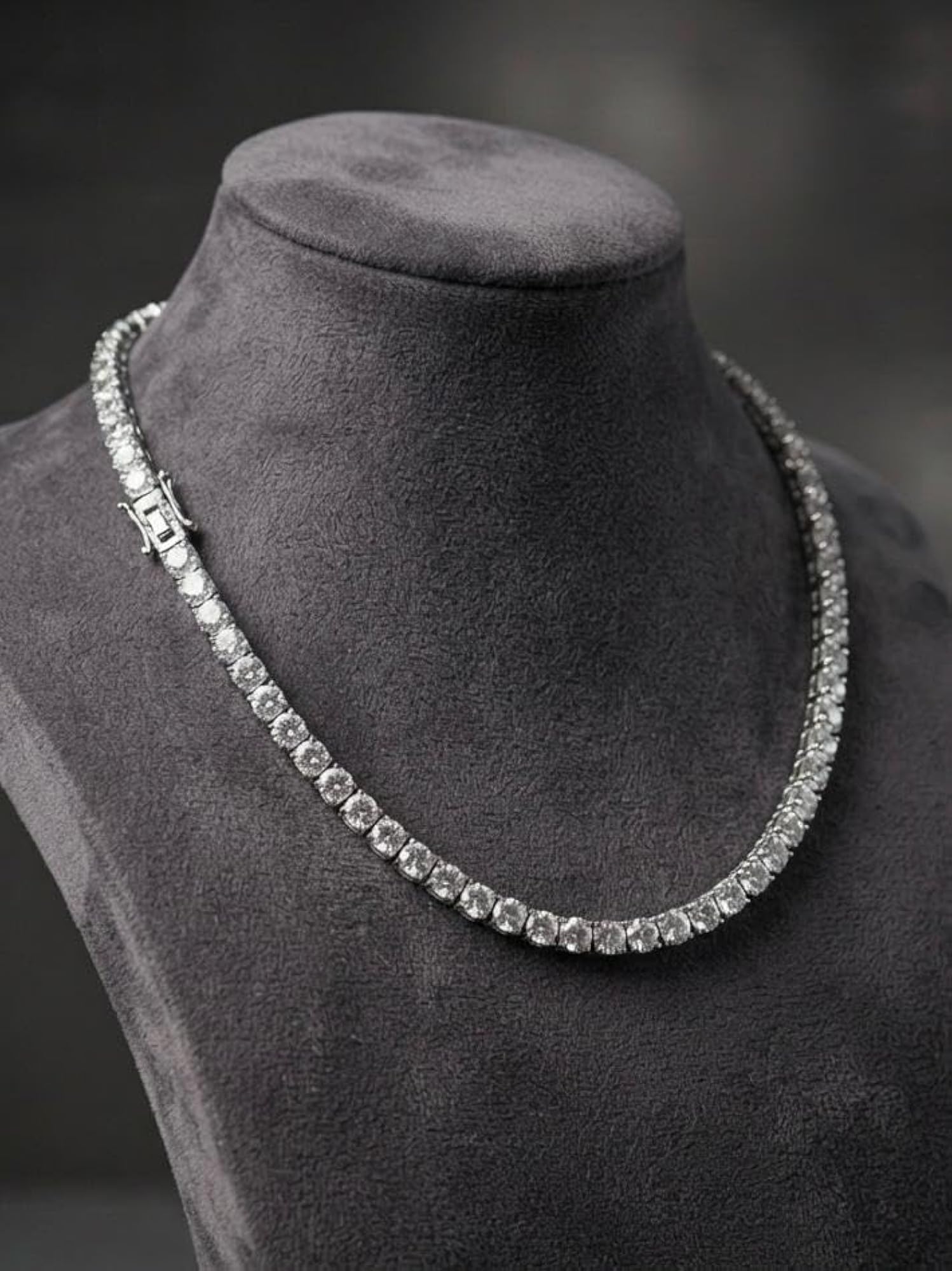 CZ Tennis Chain Necklace with Round Cut Cubic Zirconia