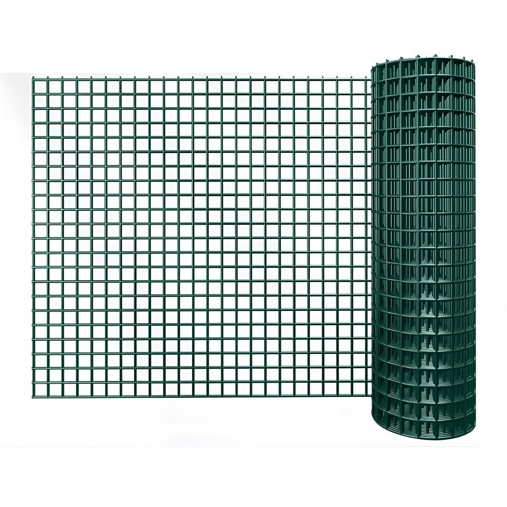 LXHELIVERY Green PVC Coated Galvanized Wire Mesh Fence Heavy Duty(1.5mm, Garden Fencing, Chicken Coop Barrier, Poultry Netting, Plant Support(1.2x3m)