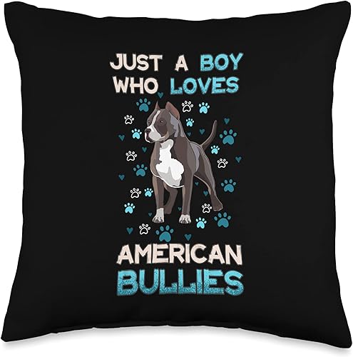 Funny American Bully Lover Quote Designs Just A Boy Who Loves American Bullies - Almohada divertida con cita de propietario, 16 x 16 pulgadas,