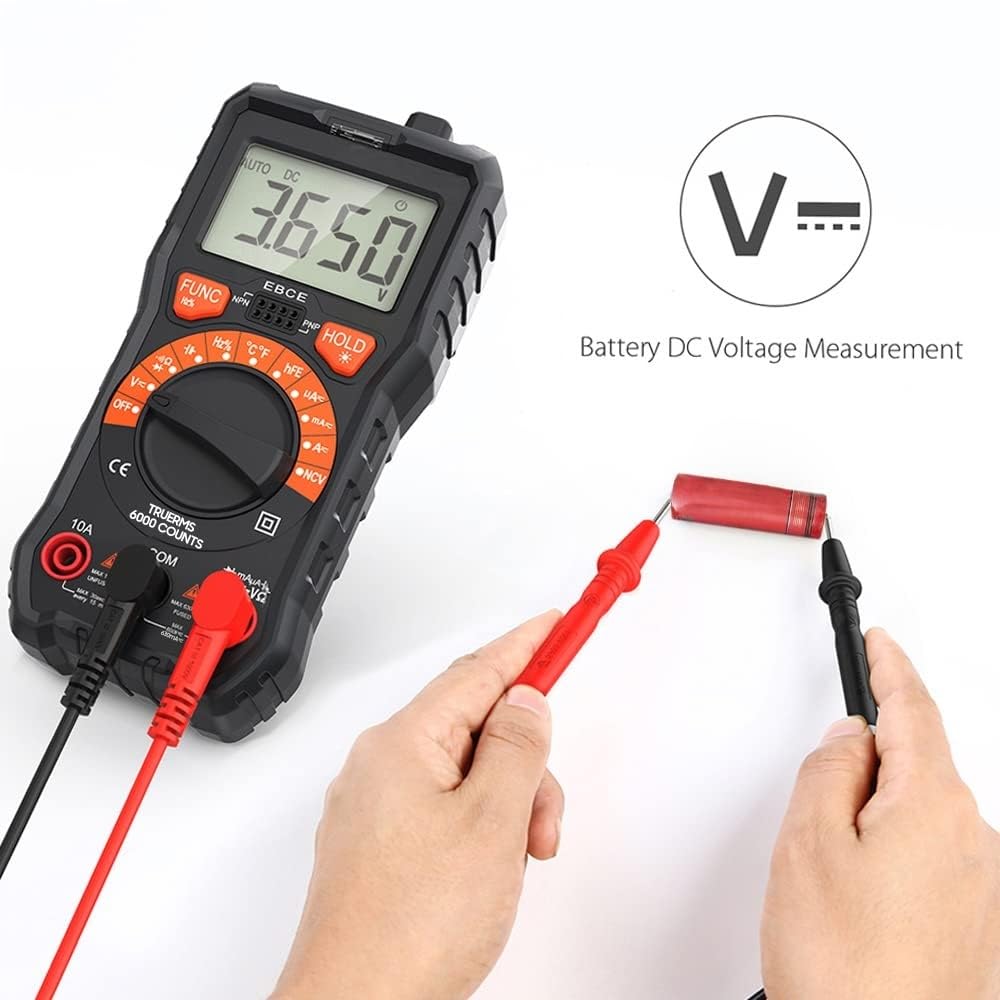 Cuenta Multímetro digital True RMS Rango automático multifuncional Voltaje sin contacto Multímetro DMM Voltímetro Ohmímetro Medición de voltaje CA/CC Corriente Resistencia Capacitancia Frecuencia