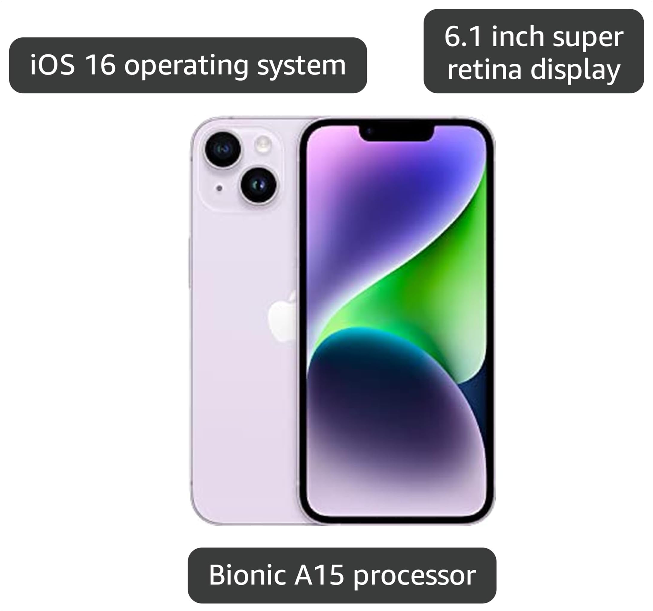Amazon.com: Apple iPhone (Renewed Premium) 14, 256GB, Purple