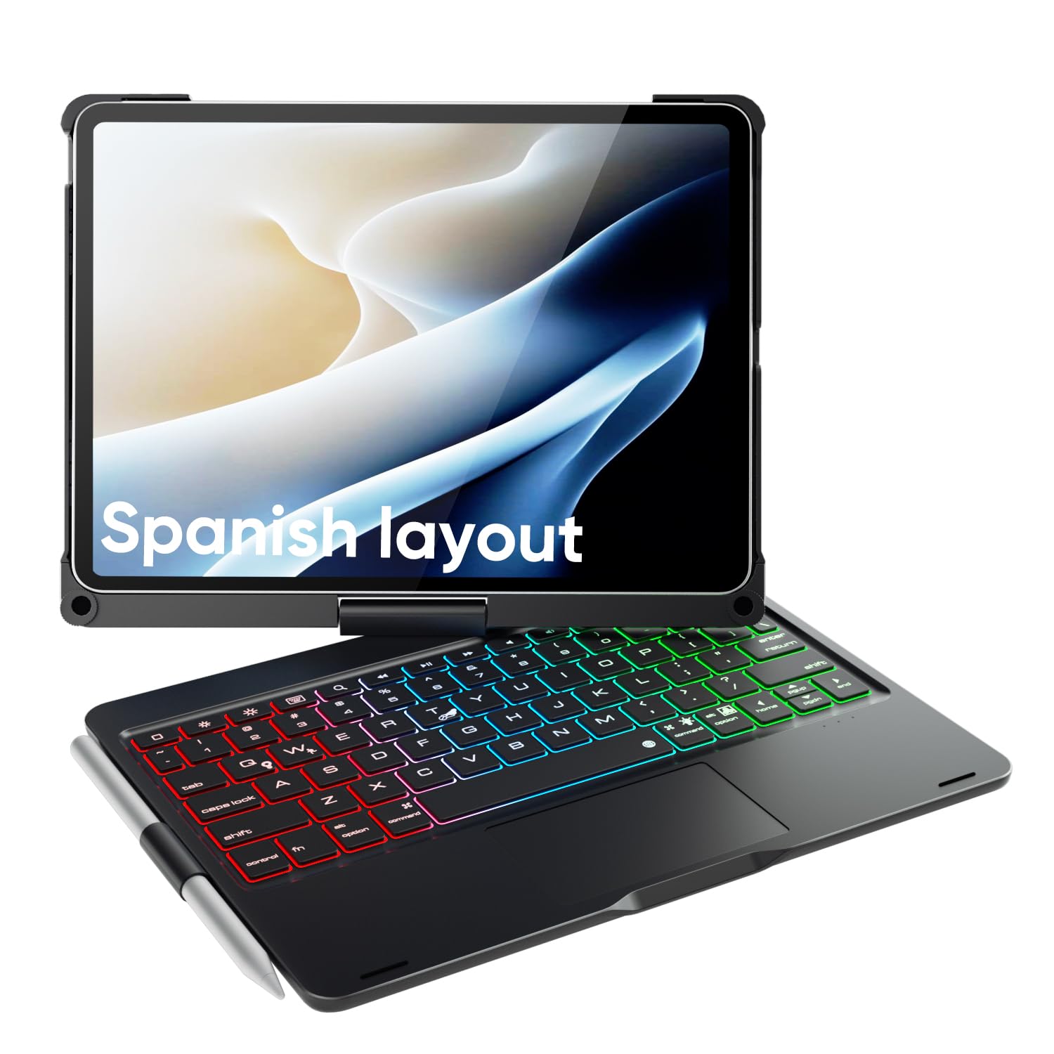 doqo Funda con Teclado para iPad Air 11/iPad Pro 11, Funda con Teclado para Air 11 M3/M2 (2025/2024), Air 5/4ª y Pro 11 de 4ª/3ª/2ª/1ª generación, con trackpad y 360° giratoria