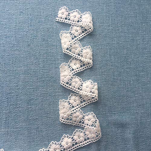 Ella Mama EL140 Ellamama White Color Embroidered Lace Trim Lace Ribbon 1-3/8 Inch X 5 Yards Flora Flower Pattern thumb #2