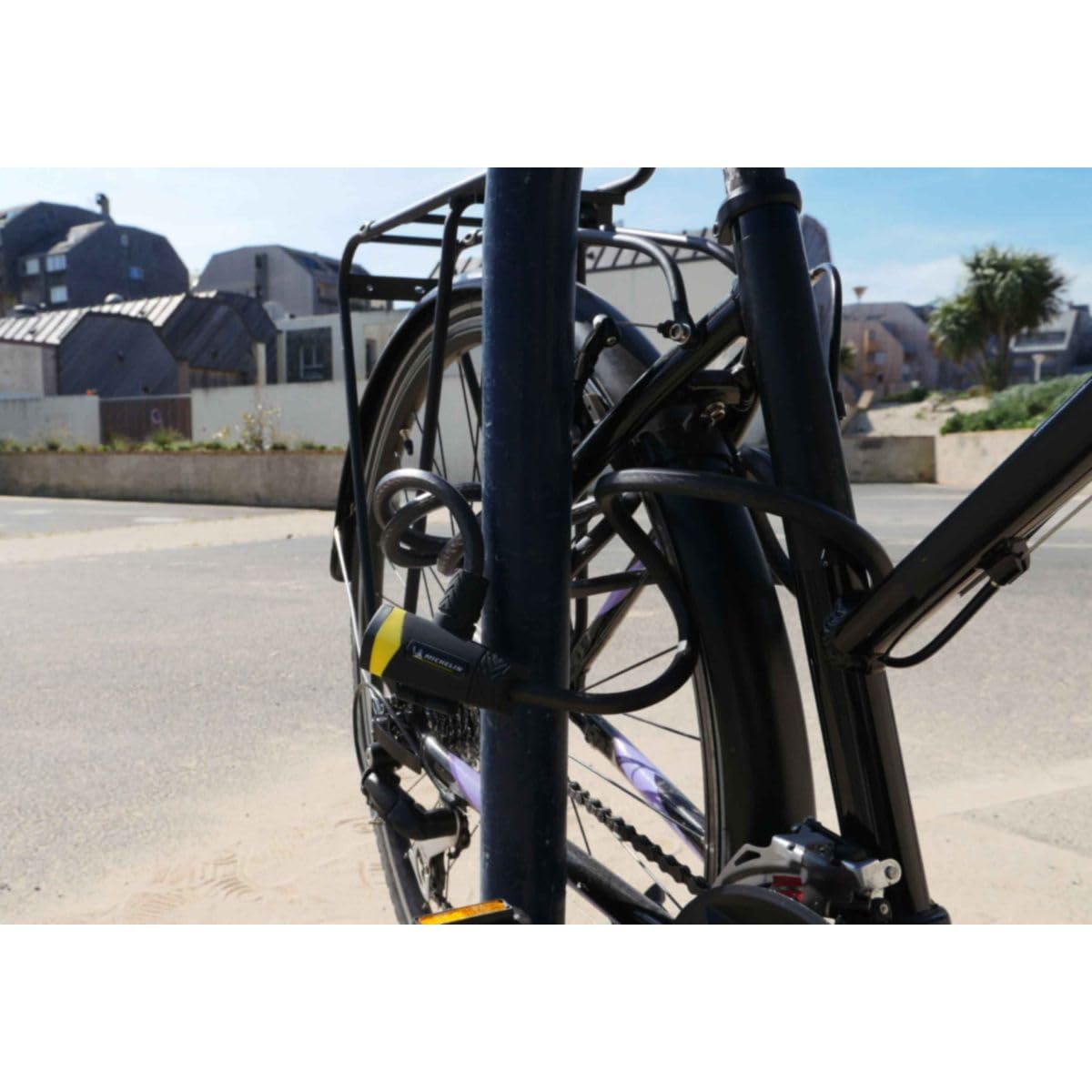 Antivol Vélo MICHELIN Spirale 200 Cm – Câble Acier 12mm, Support, 2 Clés, Noir