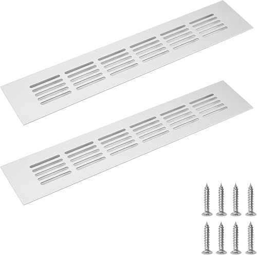 Miniatura 1 de Geesatis Cubierta de rejilla de ventilación de ventilación, 2 rejillas de ventilación Soffit de 9.843 x 1.969 in  9.8 x 2 pulgadas para gabinete,