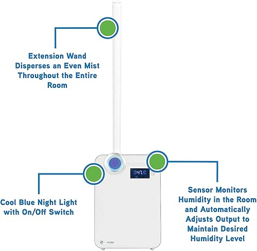 Miniatura 7 de PureGuardian H75502PK - Humidificador ultrasónico de niebla cálida y fría, paquete de 2 unidades, salida de 10 litros por día, habitación grande,