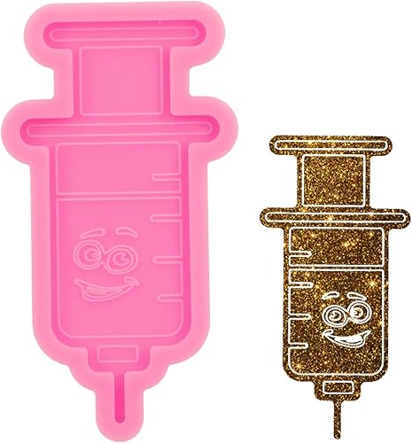 Bonito molde de silicona con forma de jeringa, lindo molde de arte epoxi de resina de jeringa, molde de agarre para teléfono, molde de resina para