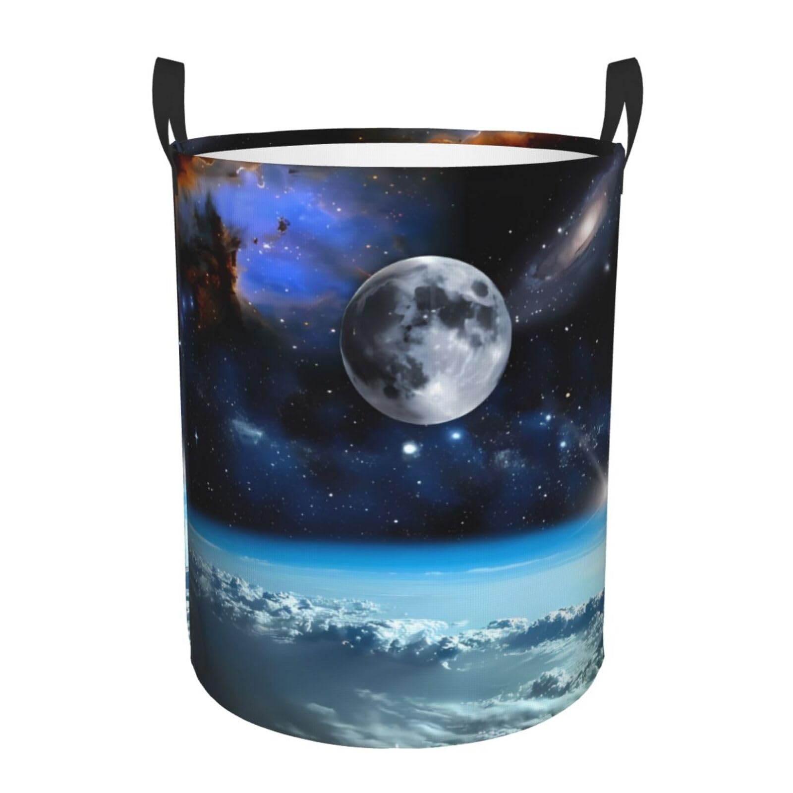M Circular Hamper – Collapsible Space Planet Print Laundry Basket