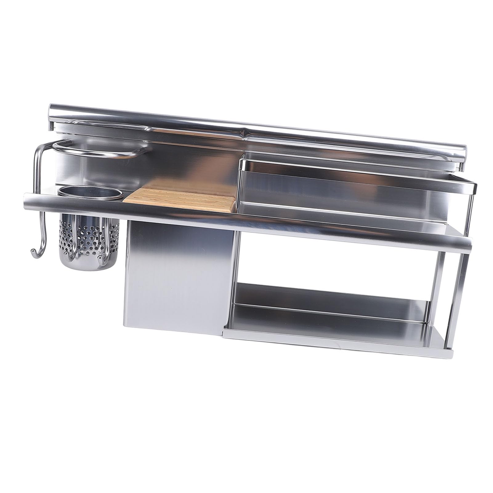 Hztyyier Support Organisateur de Cuisine Mural, Support de Lame en Bois, Supports de Rangement de Baguettes de Cuillère en Alliage D'aluminium, pour la Cuisine