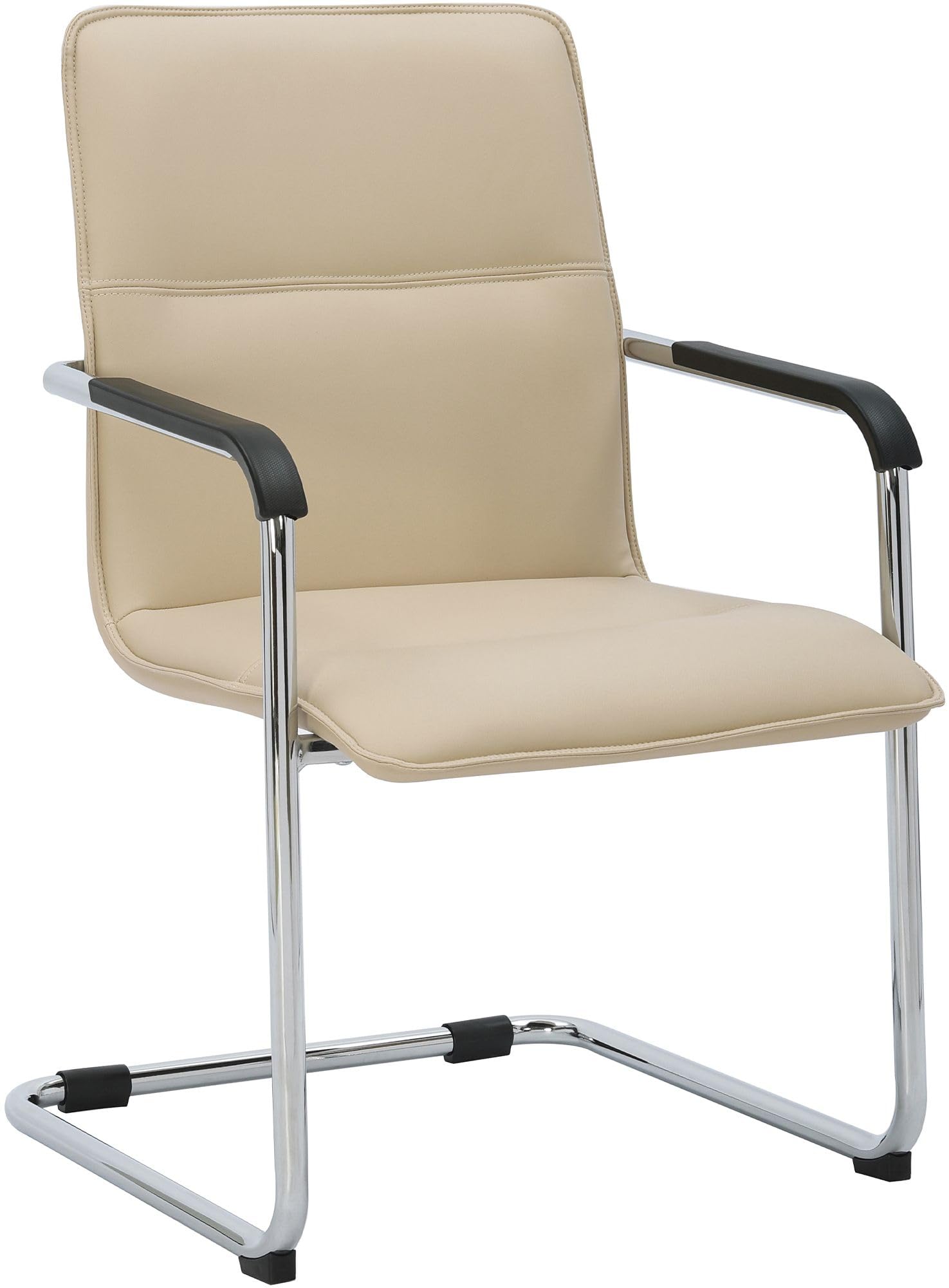 CLP Freischwinger Seattle Kunstlederbezug mit Armlehnen und Bodenschonern, Farbe:Creme