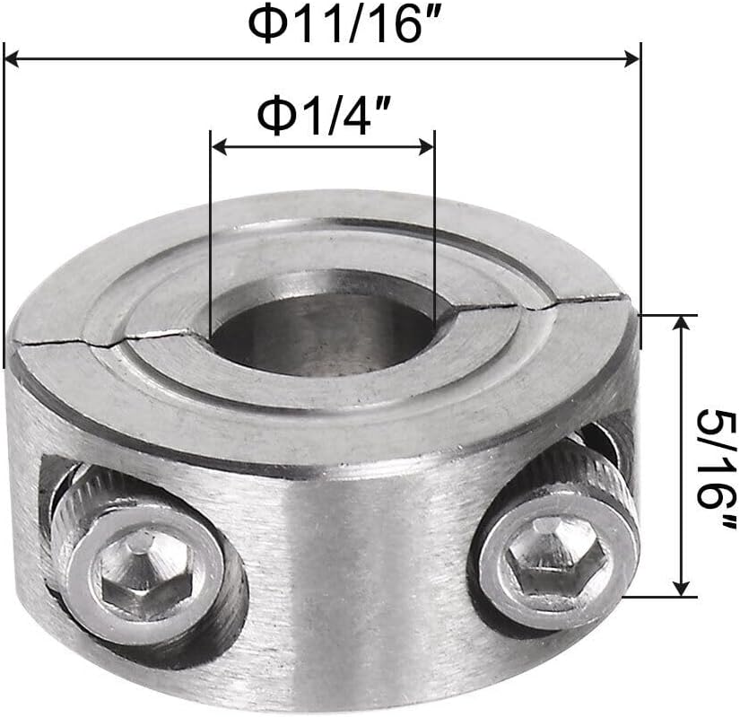 Toolparts And Accessories 2pcs Double Split Shaft Collar 1/4" Bore Two-Piece Clamping Collar 11/16" OD (#CN#130824-09442)