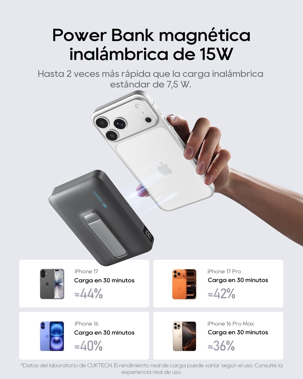 CUKTECH Power Bank Inalámbrico 10000mAh Batería Externa Magnético con Carga Rápida USB C 30W, Cargador Portátil Compatible con iPhone 17 Pro MAX Air 16 15 14 13 12 Mini Plus Pro MAX