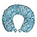 ABAKUHAUS Azul de Paisley Cojín de Viaje para Soporte de Cuello, Flor Elementos como, Cómoda y Práctica Funda Removible Lavable, 30x30 cm, Mar Azul Verde Almendra