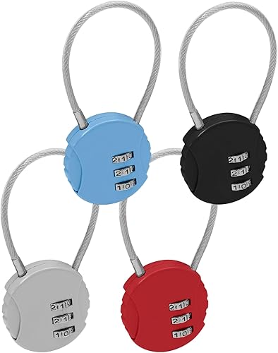 Paquete de 4 candados de combinación de 3 dígitos, candado impermeable para exteriores, mini candado de combinación para equipaje para casillero