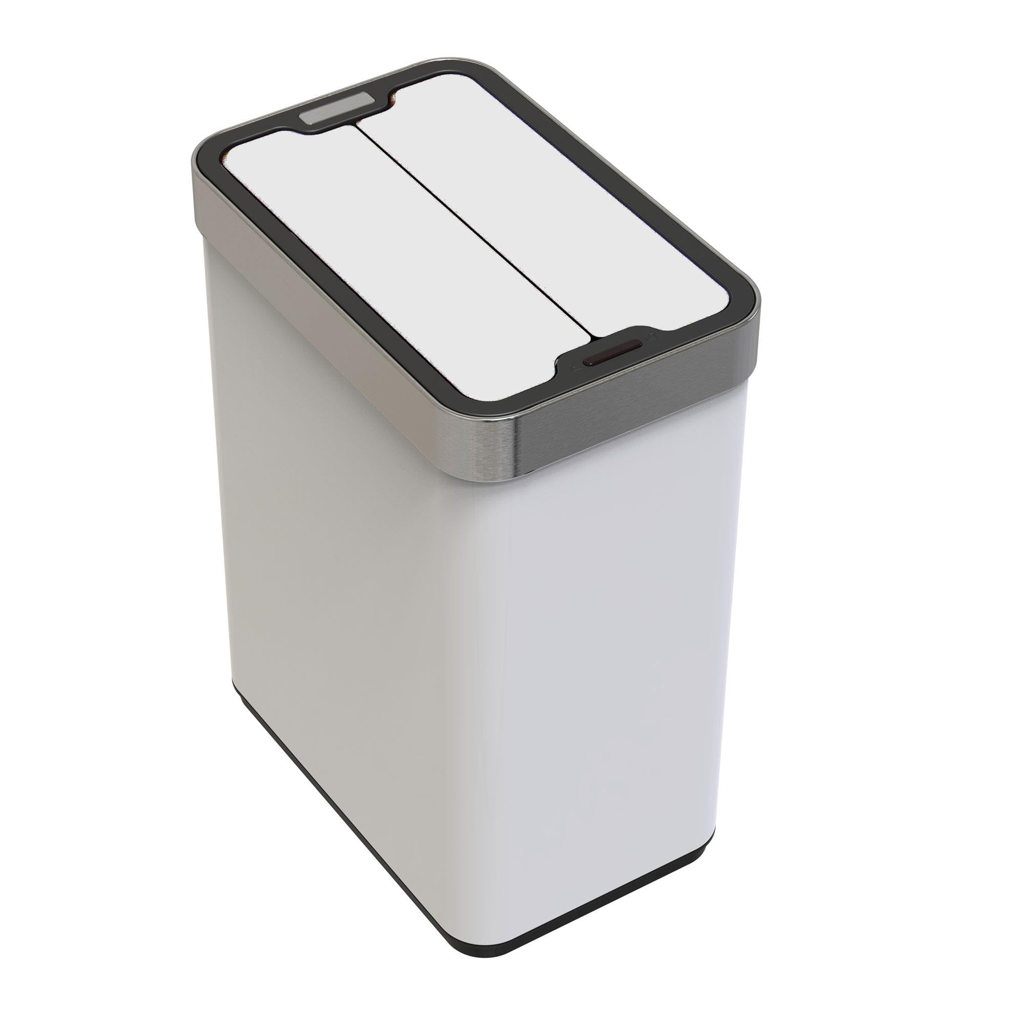 Cubo de Basura de 50L color Blanco en Acero inoxidable con Apertura de Alas y Sensor automático 53cm de altura
