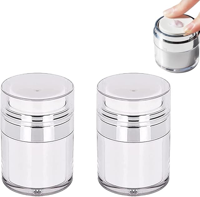 Cream Jar Vacuum Bottle Cosmetic Jar Airless Pump Jar Empty Refillable Travel Cream Bottle Portable Cosmetic Container Lotion Sample Container (15ml, 2 Stück)