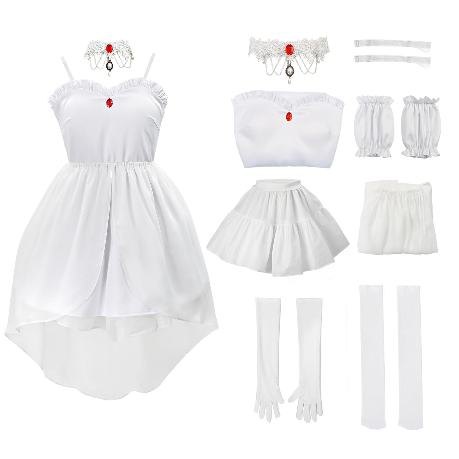 C-ZOFEK Boosette Costume Dress Booette Cosplay Princess White Boo Layered Ballgown Halloween