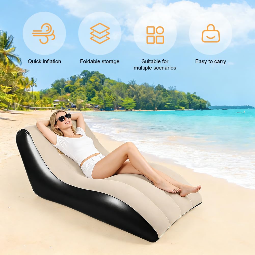 Gohytal Aufblasbares Sofa, Aufblasbar Liege, Aufblasbar Luftbett mit Luftpumpe, Aufblasbare Couch, Sessel, Lounge, Camping Sofa, Geeignet für Drinnen Draußen