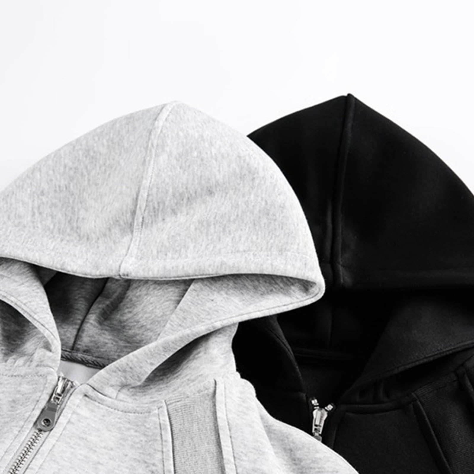 Generico Felpa Uomo con Zip Invernale,Felpa con Cappuccio da Uomo Pesante Air Layer vestibilità Ampia Casual Sportiva Oversize Unisex da Coppia